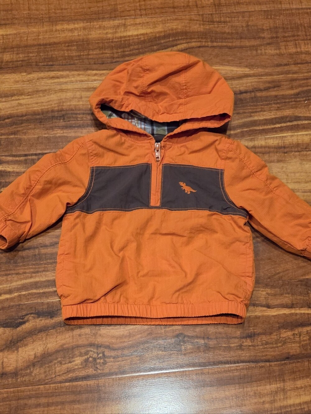 Gymboree EUC 12-24 Months Orange/Brown Hooded  Windbreaker Jacket